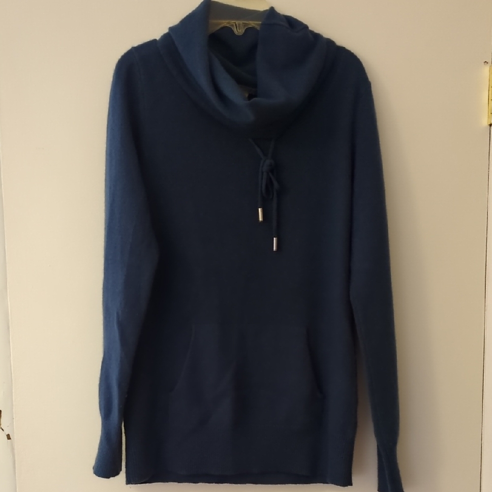 Blue Cowl Neck Women's Cashmere Sweater Kier and j